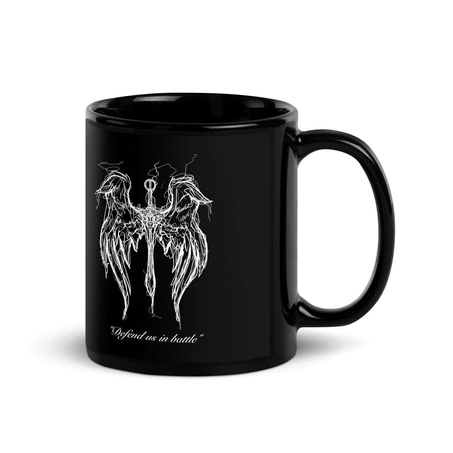 St. Michael's Wings Black Glossy Mug