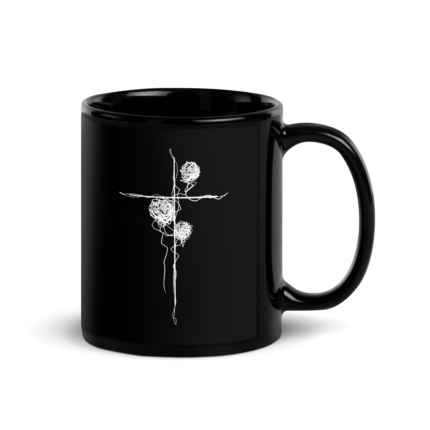 Spring Cross Black Glossy Mug