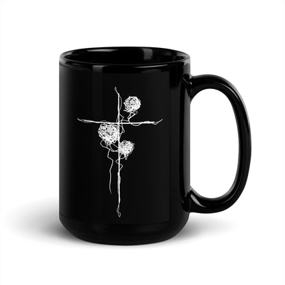 Spring Cross Black Glossy Mug