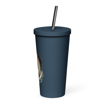 Guadalupe Insulated tumbler with a straw