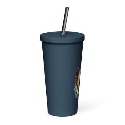 Guadalupe Insulated tumbler with a straw