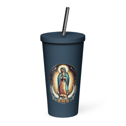 Guadalupe Insulated tumbler with a straw